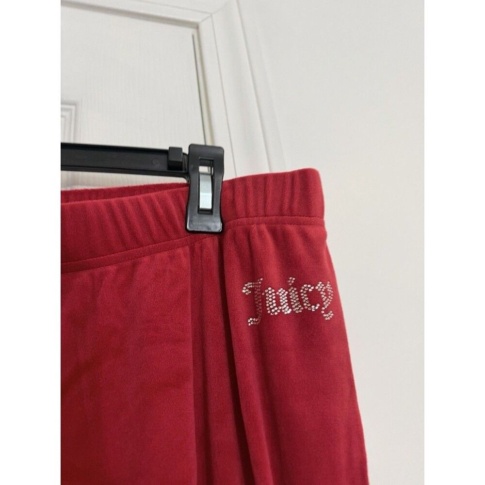 NWT Juicy Couture Big Bling Velour Tracksuit Set in Coco Red - Picture 9 of 11